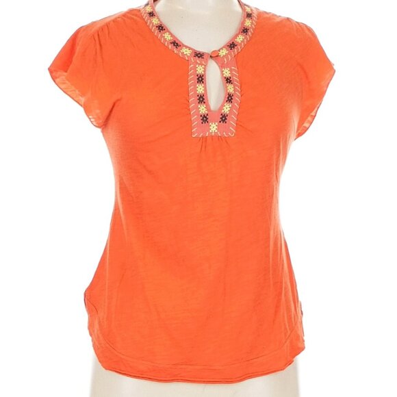 Free People Vintage Y2K Orange Embroidered Shirt Top Size Medium - Picture 1 of 11